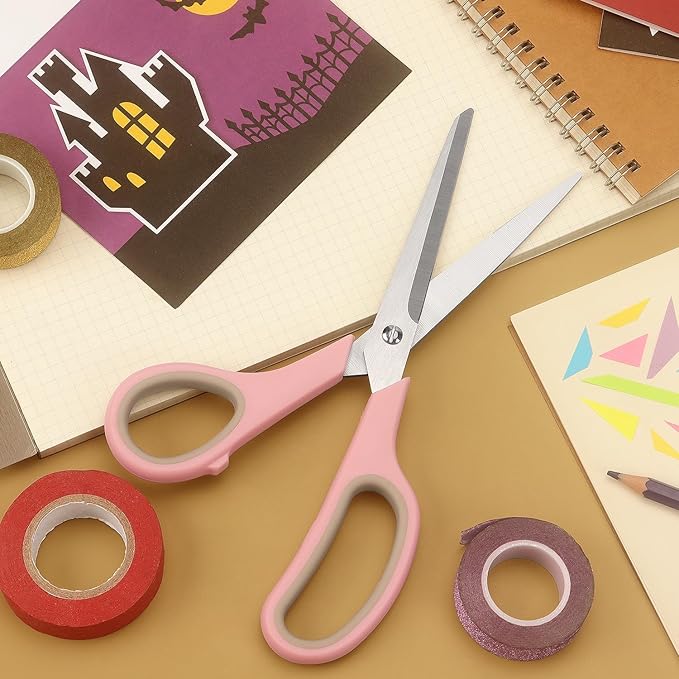 Scissors 8.5 Inch scissors all purpose Bulk Set of 3, Scissors for Office Home School Craft Supplies, Soft Comfort-Grip Right/Left Hand