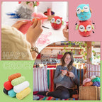 Faircosy 2PCS Beginner Crochet Kit: Amigurumi Crocheting Owls Kits, Starter Kit for Adults and Kids (10Age+) with Detailed Instructions and Tutorial, Surprise Gift for Lover, Family, Friends, Children