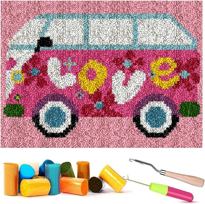 Latch Hook Rugs Kits for Kids Adults Beginners, Dinosaur Owl Smile Star Sunflower Dog Panda Small Large DIY Latch Hook Rug Making Kit for Girls and Boys