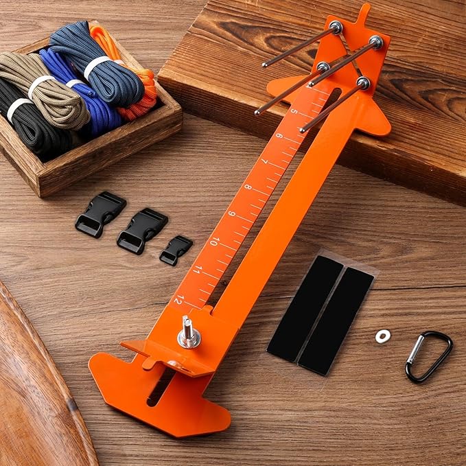 Paracord Jig Adjustable Length Paracord Jig Bracelet Maker Kit Metal Weaving DIY Craft Paracord Maker Tool 4" to 13" with Free Cord and Buckles(Yellow)