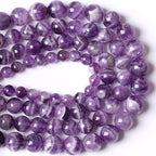 6MM 61PCS Purple Amethyst Dream Lace Beads Natural Quartz Crystal Stone Loose Beads for Jewelry Making DIY Bracelet Grade A+ 15 inches Strand