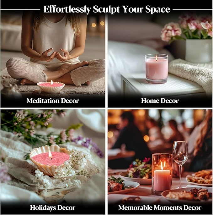 Pink Candle Sand Wax with Wicks and Wick Tabs- 450g DIY Pearled Candle Wax, Refillable Pearled Sand Candles with Wicks, for Valentine's Day, Wedding, Dating