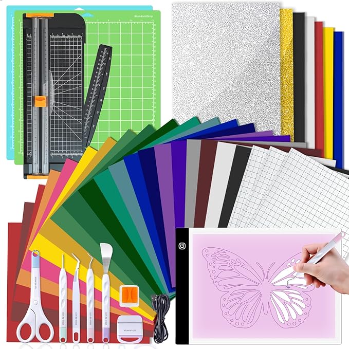 Cutaswish The Essential Bundle for Makers and All Explore Air-The All-in-One Accessories Kit with HTV Vinyl, Adhesive Vinyl, Transfer Tape, True Control Knife, Cutting Mat for Projects