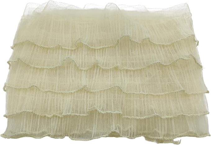 1 Yards Light Yellow Pleated Lace Chiffon Fabric Elastic Lace Trim for Wedding Bridal Dress Decoration DIY Sewing Clothing Decoration, 6 Inch