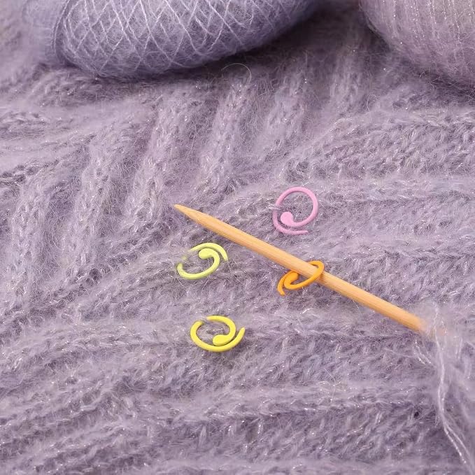 Hilsayum 60Pcs Multicolor Cute Spiral Stitch Markers Knitting Stitch Rings Mini Size Crochet Markers Knitting Tool for Weaving Crocheting and Knitting