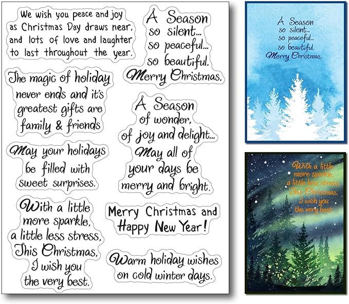 Arbuya Christmas Verses Clear Stamps Set Christmas Sayings Scrapbooking Stamp Rubber Stamps for Card Making Christmas Sentiment Silicone Stamps for DIY Scrapbooking Making