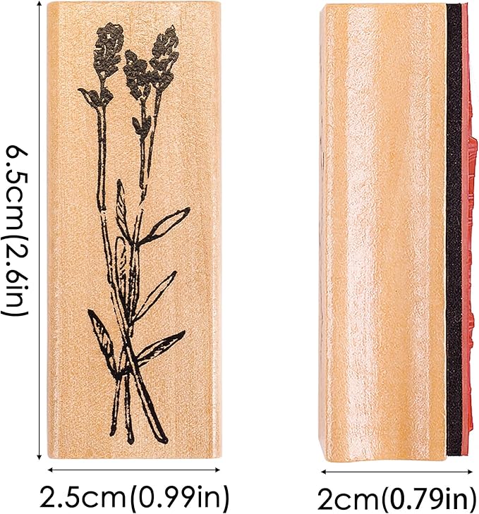 Rancco Rubber Stamps for Crafting, 8 Pcs Mounted Wood Stamps Vintage Plant Flower Decorative Ink Stamp Set for Art DIY Craft, Journal, Letters, Scrapbooking, Card Making, Valentine, 2.6x1x0.79inch