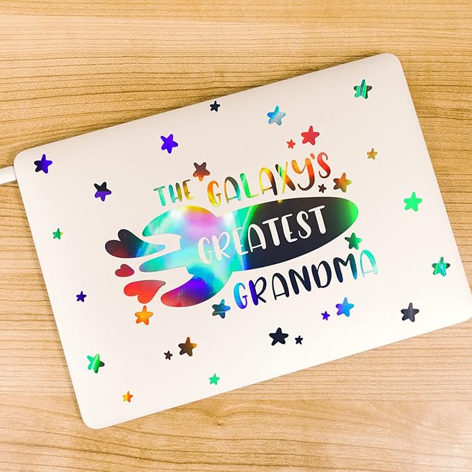 GIRAFVINYL Black Holographic Permanent Vinyl Roll - 12" X 10FT Glossy Rainbow Adhesive for Cup, Sticker, Home and Car Decorations