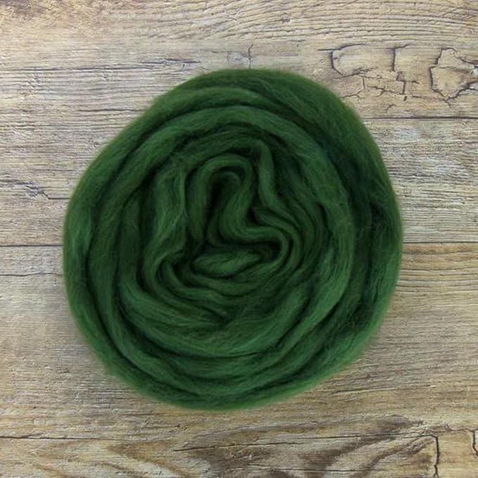 Revolution Fibers Merino Wool Combed Top | 1 lb Premium Wool Roving | 22 Micron, Best Merino Wool for Spinning, Tapestry, Needle Felting, Big Yarn Roving and Wall Hangings (Willow Green)
