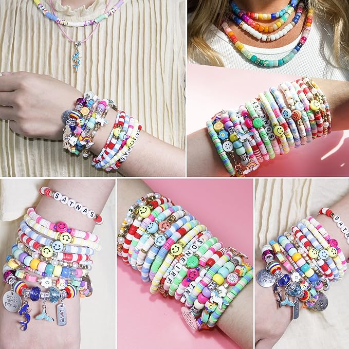 3900 Pcs Girls Bracelet Making Kit, Beads Jewelry Making Kit, Unicorn/Mermaid DIY Crafts Birthday Christmas Gifts with Organizer Box for Friendship Bracelets kits, Girls Ages 5 6 7 8-12 Years Old