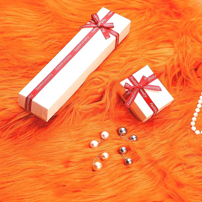 Tatuo 60 x 18 Inch Orange Faux Fur Fabric Halloween Fluffy Fuzzy Craft Fake Fur Cuts Shaggy Synthetic Plush Patch Sewing DIY Winter Christmas Costume Gnome Beard Miniature Dolls Rugs Mat Gift