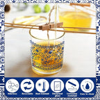 Ziliny 10 Pcs Christmas Blue and White Porcelain Glass Candle Jars Empty Containers Bulk 7 oz Ceramics Glass Jars with Cork Lids Tins for Candle Making Storing Biscuits Tea Party Favors