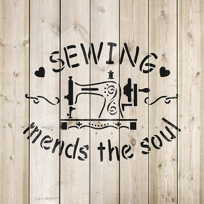 Sewing Mends The Soul Stencil - Quilt Stencil, Easy-to-Use for Stylish DIY Decor Projects, Sewing Mends Stencil