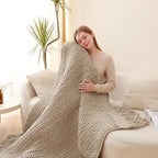 #6 Super Bulky Blanket Yarn for Crocheting - 4 Skeins(Each 10.5oz/300g, 220yds/201m), Chunky Chenille Thick Plush Big Soft Yarn for Crocheting Knitting Blankets, Khaki