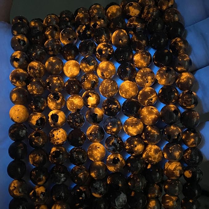 8MM 90pcs Natural Flame Yooperlite Stone Energy Beads Round Loose Beads for Jewelry Making DIY Bracelet Necklace 2 Strands 32"