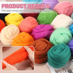 MECCANIXITY Wool Roving Yarn Soft Felting Wool 50g/1.76oz Pure Chunky Roving Yarn for Needle Felting Knitting Blanket Spinning Weaving Art DIY Craft Light Beige