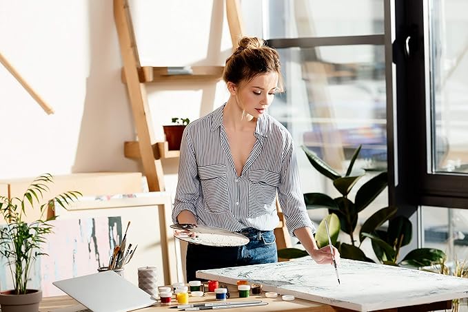 DUGATO Artist Paint Brush Set (10 Sizes) - Fine Tip Round Synthetic Brushes for Watercolor, Acrylic, Gouache, Oil Painting & Crafts - Professional Quality Art Supplies