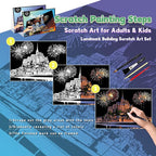Scratch Art Painting Kit for Adults-8 Sheets A4 Rainbow Scratch Painting Paper Craft Set with City Landmarks|Stress Relief Gift for Travel&Craft Lovers|Scratch Art Home Decor(Europe Series 1)