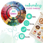 Athena’s Elements Embroidery Floss | Rainbow Thread for Embroidery, Cross Stitch Thread, Crafting Arts Embroidery Strings Bulk with Needles Plus White and Black Floss（447 Colors）