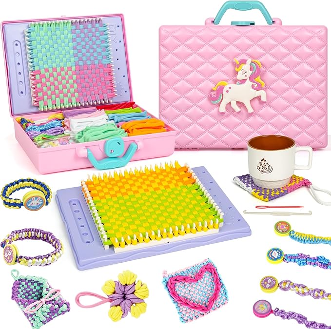 Friendship Bracelet Making Kit Toys Girls for Gifts Age 8 Year+,Quick Maker DIY Arts and Crafts Toys Kits,Best Every for 6-12 Year Girls Christmas, Birthdays Gifts (Pink)