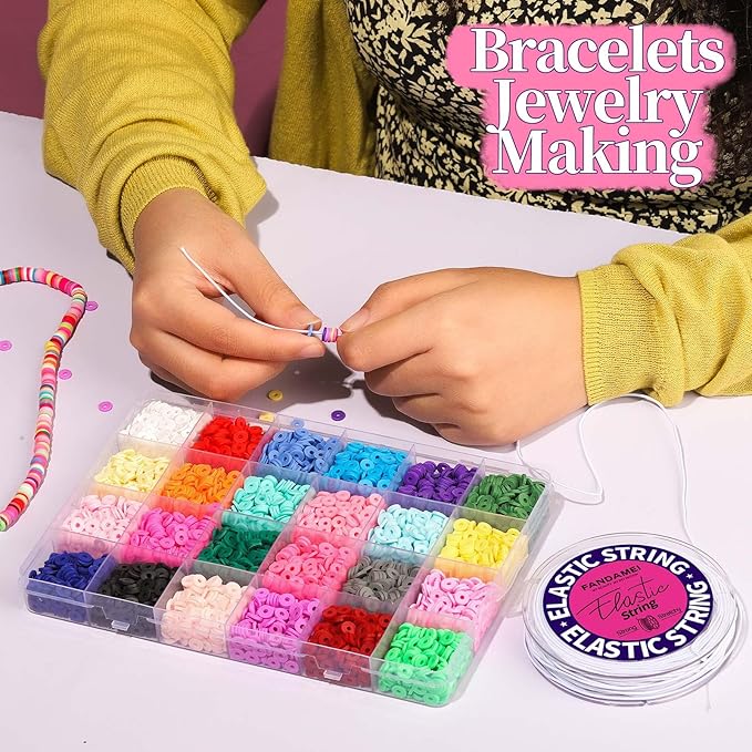 FANDAMEI 1mm Elastic String for Bracelets, Elastic Beading Cord Stretchy for Bracelets Making, Stretch Bead Cord for Jewelry Making, Sturdy Thread for Bracelet Necklace Crafts Christmas DIY String