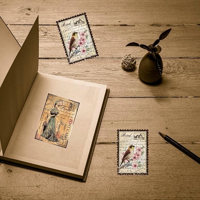 GLOBLELAND Vintage Ticket Postcard Clear Stamps for Card Making Butterfly Dress Lady Transparent Silicone Stamps for DIY Scrapbooking Supplies Embossing Paper Card Album