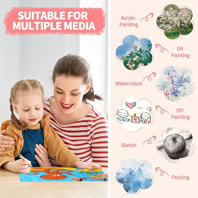 ZAYOUAU 400 Sheets Cotton Watercolor Paper Bulk, 8.5 x 11 inch 300 GSM White Cold Press Art Painting Paper for Kids, Beginning Academy Artist Loose Drawing Paper Watercolors Sketch Acrylic Painting