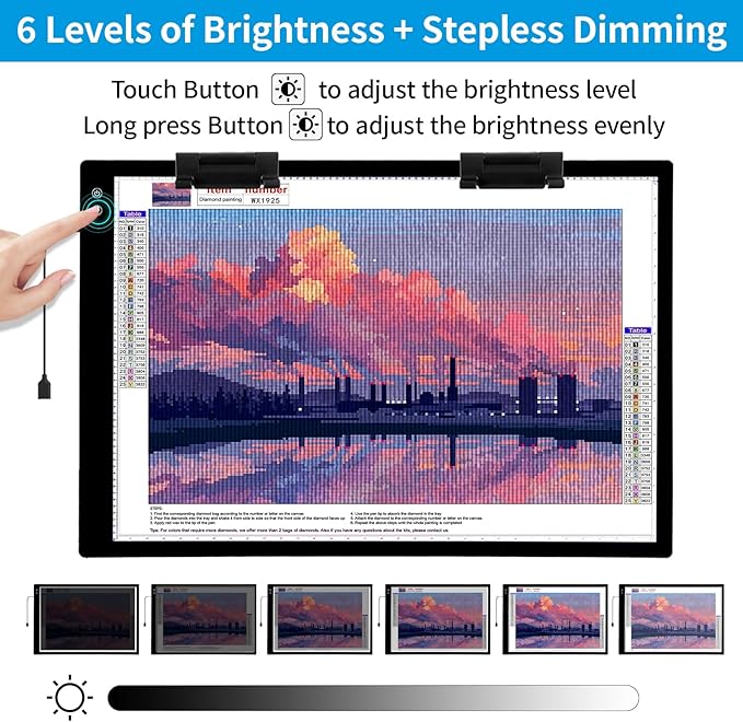 Rechargeable A2 Light Pad 23.7"x15.8", Large LED Light Board for Diamond Painting, 3-Color Modes Light Box, Diamond Art Light Table, Lightbox for Tracing and Drawing, Sketching, Artists