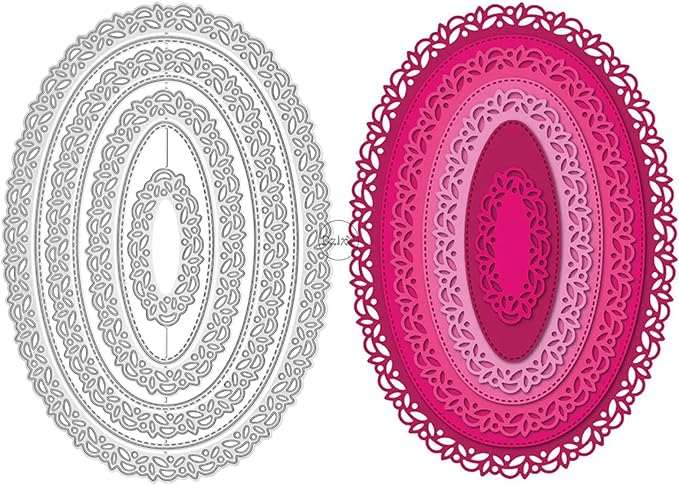 DzIxY Oval Hollow Lace Background Metal Cutting Dies for Card Making Kit Embossing Paper Die Cuts Set Scrapbook Stencils Supplies Machine Templates
