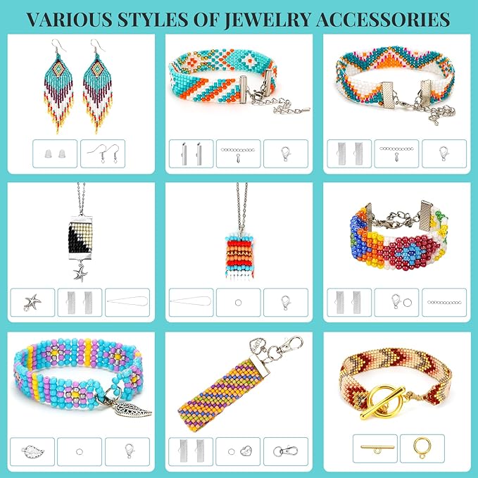 PP OPOUNT Value Bead Loom Kit, 27688 PCS Beading Supplies with 48 Color 3 mm Seed Beads, Beading Loom Kits for Adults Jewelry Making, Bracelets Belts, Earrings Belts