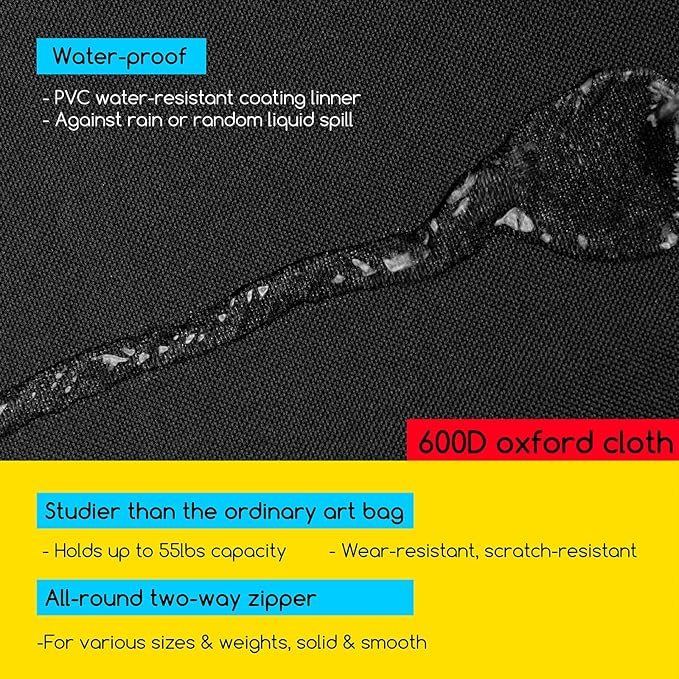 MEEDEN Soft Art Portfolio Bag: 18 x 24 Inch Black Art Canvas Portfolio Case - Waterproof 600D Oxford Carrying Storage Case for Artwork, Poster, Sketching, and Drawing