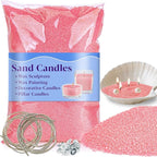 Pink Candle Sand Wax with Wicks and Wick Tabs- 450g DIY Pearled Candle Wax, Refillable Pearled Sand Candles with Wicks, for Valentine's Day, Wedding, Dating