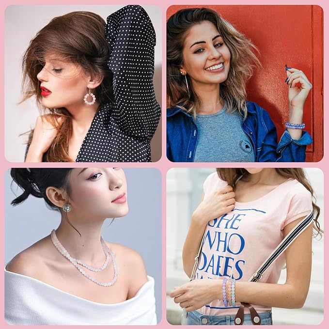 Funtopia 8mm Glass Beads for Jewelry Making, 4 Types 96 Colors Glass Beads Bracelet Making Kit, 2276pcs Round Crystal Beads for Bracelets Necklace Earrings DIY Crafts