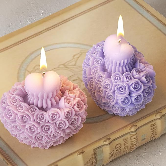 Rose Flower Heart Peony Resin Casting - Resin Casting Silicone Molds for Home Decor & Candle Making Wave Spiral Mold