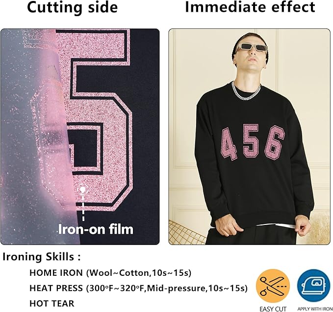 Pink Glitter HTV Heat Transfer Vinyl Rolls12inch by 9feet PU Stretch Iron on Vinyl HTV Vinyl for T-Shirt for Silhouette and Cameo (9Ft, Z1-Glitter Pink)