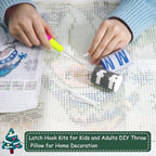 DL-YTG Latch Hook Kits Pillow Blue Geezer Crochet Yarn Cushion Colour Printed Canvas Rug Needlework DIY Pillowcase Hook and Latch Kit Christmas Home Arts Crafts Sofa Decoration 42x42cm/16X16inch