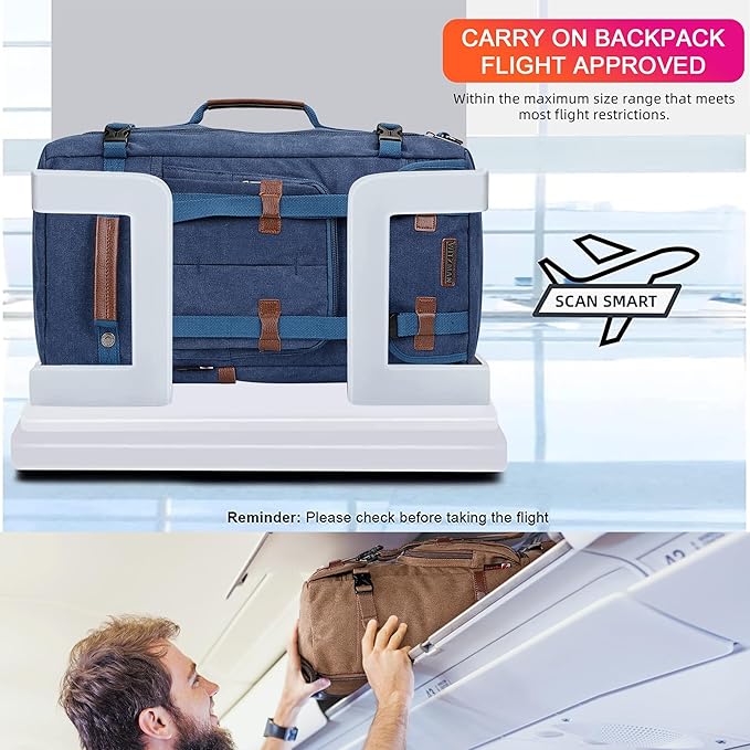 WITZMAN Canvas Backpack Vintage Travel Backpack Large Laptop Bags Convertible Shoulder Rucksack(A519-1 Classic Blue)