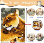 Latch Hook Kits for Adults - DIY Latch Hook Rug Kits for Kids, Crochet Kit for Beginners, Rug Making Kits with Printed Canvas, Gift Packaging. Lion Pattern (15x21 Inch)