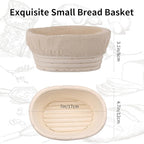 (6.7x4.7x3in) Mini Banneton Bread Proofing Basket Set of 6, Oval Sourdough Bread Basket with Liner Professional & Home Bread Baking Supplies (Small Oval)