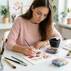 16-Well Empty Paint Organizer with Airtight Preservation, Each Cell Holds Up to 8ml of Paint Color for Easy Transportation, Small Lid Palette for Watercolor Gouache Acrylic Paint (Black)