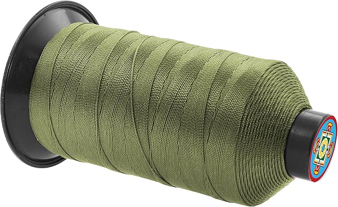 Mandala Crafts Bonded Nylon Thread Olive Drab Heavy Duty Sewing Threads - 800 YDs Size 207 630D T210 Tex 210 Thread for Leather Jeans Weaving Outdoor Marine Upholstery Threads