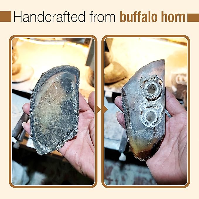 Savina Handmade Crochet Tension Ring Set of 2 - Adjustable Yarn Guide Rings for Finger, Buffalo Horn Ring for Crocheting & Knitting, Ergonomic Yarn Holder for Smooth Tension Control. (2)