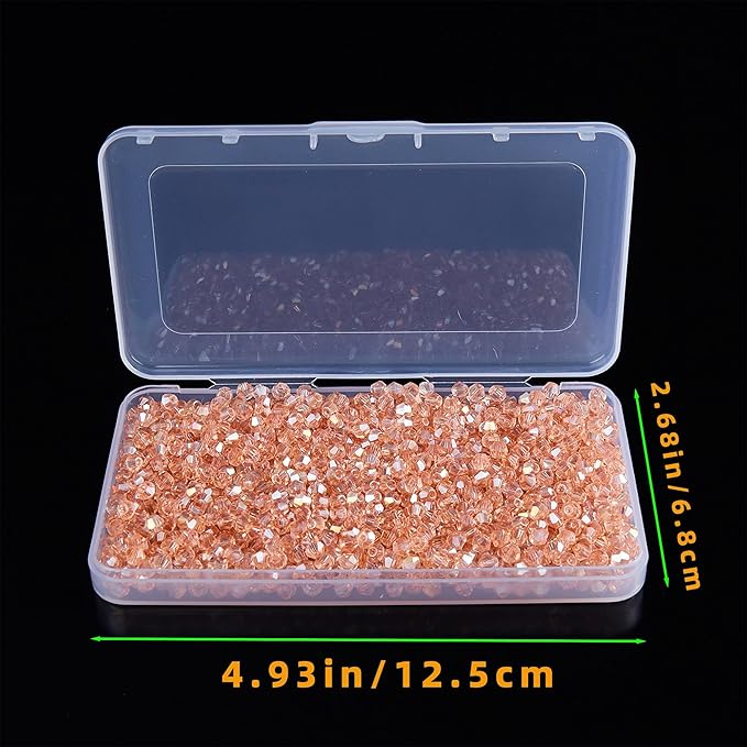 1100PCS 4mm Bicone Crystal Glass Beads for Jewelry Making, Sparkling Mini Beads for Suncatchers, DIY Bracelets & Craft Projects (Pink)