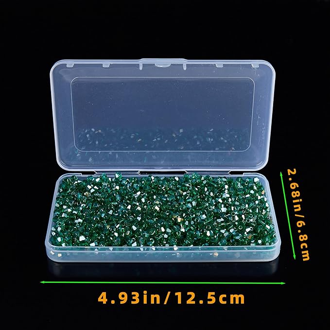 1100PCS 4mm Bicone Crystal Glass Beads for Jewelry Making, Sparkling Mini Beads for Suncatchers, DIY Bracelets & Craft Projects (Malachite Green)