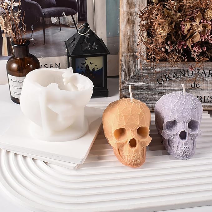 Skull Head Candle Mold - Resin Casting Silicone Molds for Home Decor & Candle Making Wave Spiral Mold