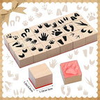 MotiMind 18 Pcs Animal Footprints Wood Stamps Set Wooden Rubber Holiday Stamps for Card Making Decoration and Scrapbooking Supplies