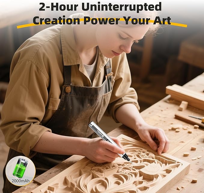 HARDELL Engraving Pen, 6 Speed, Rechargeable Engraver Pen for Artists & DIYers, Electric Engraving Tool with 41 Accessories, Engrave 60+ Surfaces, Engraving Pen for Metal, Wood, Glass and Plastic