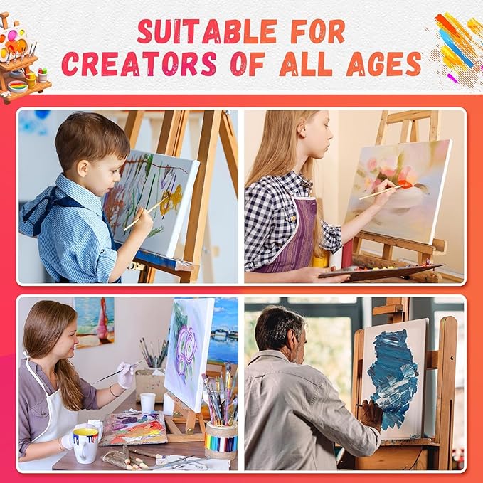 FIXSMITH Stretched Canvas for Painting- 8x10 Inch,Bulk Pack of 8,Primed,100% Cotton,5/8 Inch Profile of Super Value Pack for Acrylics,Oils & Other Painting Media