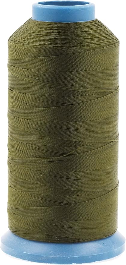 Mandala Crafts Bonded Nylon Thread Olive Green Heavy Duty Sewing Threads - 1500 YDs Size 69 210D T70 Tex 70 Thread for Leather Jeans Weaving Outdoor Marine Upholstery Threads