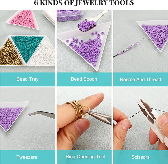 PP OPOUNT Value Bead Loom Kit, 27688 PCS Beading Supplies with 48 Color 3 mm Seed Beads, Beading Loom Kits for Adults Jewelry Making, Bracelets Belts, Earrings Belts